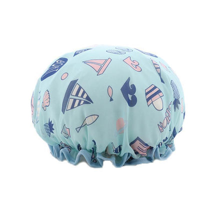 Double Layer Lux Shower Cap Bath Hat Hair Care Women Sleep Waterproof Reusable - Dark Blue.