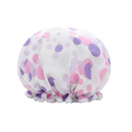 Double Layer Lux Shower Cap Bath Hat Hair Care Women Sleep Waterproof Reusable - Khaki.