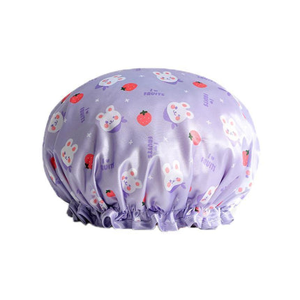 Double Layer Lux Shower Cap Bath Hat Hair Care Women Sleep Waterproof Reusable - Light Blue.
