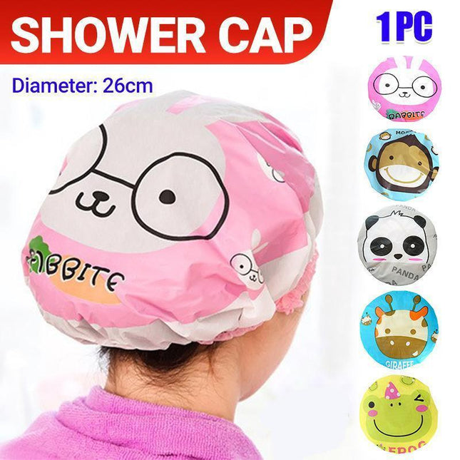 Reusable Women Girls Hair Wrap Waterproof Shower Bath Shower Cap Hat - Monkey.