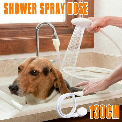 Pet Shower Spray  Hose Single Tap Sink Bath Washing Holder Dog Head  Attachment.