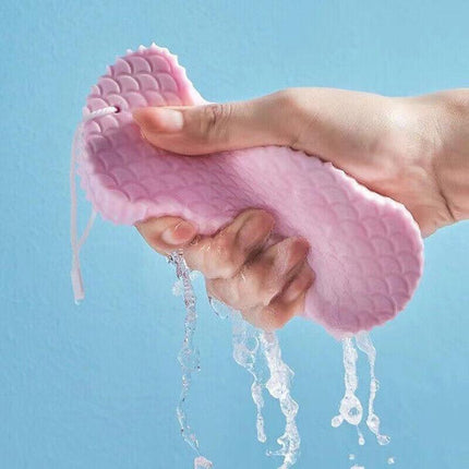 Exfoliating Shower Body Sponge Ultra Soft Bath Scrubber for Gentle Daily Use - White.