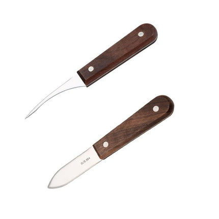2PCS Shrimp Deveiner and Shellfish Opener Knife Set Stainless Steel Wood Handle.