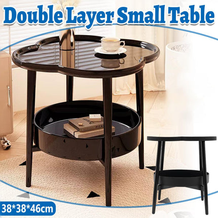 Trendy Black Round Coffee Side Table Modern Minimalist End Table for Living Room.