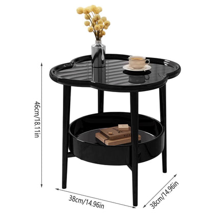 Trendy Black Round Coffee Side Table Modern Minimalist End Table for Living Room.