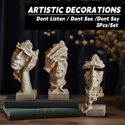 Resin Sculpture 3pcs Modern Office Desktop Art Decor Ornament Home Decoration.
