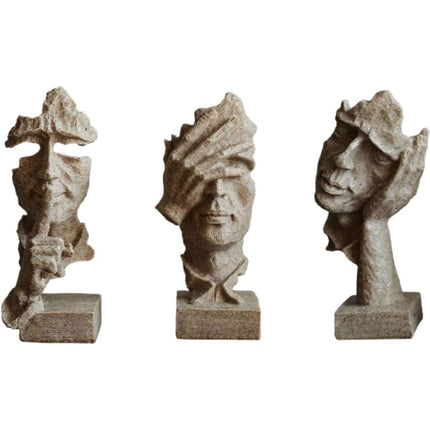 Resin Sculpture 3pcs Modern Office Desktop Art Decor Ornament Home Decoration.