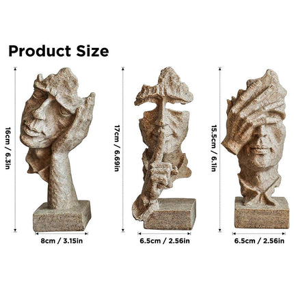 Resin Sculpture 3pcs Modern Office Desktop Art Decor Ornament Home Decoration.