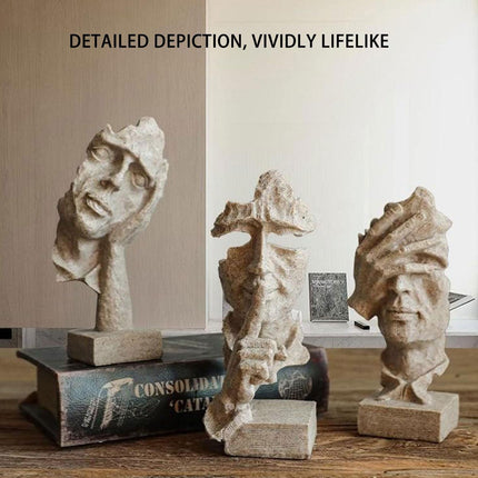 Resin Sculpture 3pcs Modern Office Desktop Art Decor Ornament Home Decoration.
