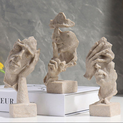 Resin Sculpture 3pcs Modern Office Desktop Art Decor Ornament Home Decoration.
