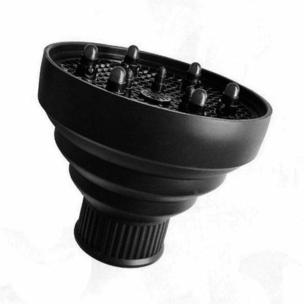 Foldable Hair Dryer Diffuser Universal Silicone Nozzle for Curly Hair Styling - Black.