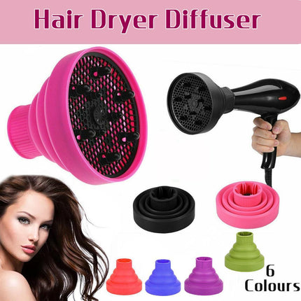 Foldable Hair Dryer Diffuser Universal Silicone Nozzle for Curly Hair Styling - Blue.