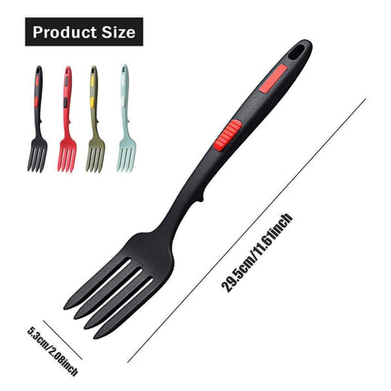 2PCS Silicone Heat Resistant Flexible Cooking Forks Dishwasher Safe Kitchen - Red-Black.