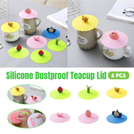 6PCS Silicone Tea Cup Lids Leak Proof Dustproof Universal Drink Covers for Mugs.