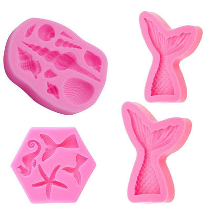 Mermaid Tail Sea Shell Silicone Cake Fondant Sugarcraft Mould Chocolate Mold - Mermaid Tail Large.
