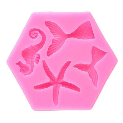 Mermaid Tail Sea Shell Silicone Cake Fondant Sugarcraft Mould Chocolate Mold - Mermaid Tail Large.