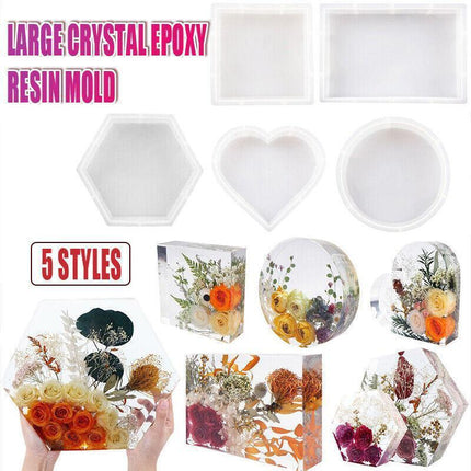 New Large Crystal Epoxy Resin Mold Geometry Cube Specimen Love Heart Round Mould - Hexagon.