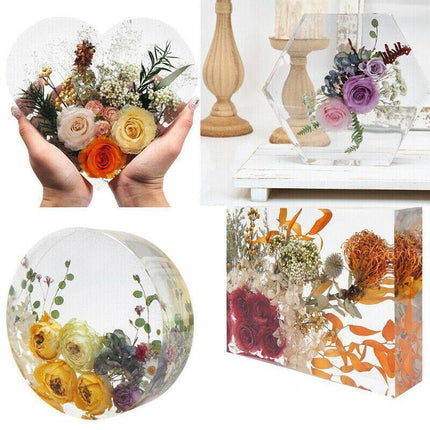New Large Crystal Epoxy Resin Mold Geometry Cube Specimen Love Heart Round Mould - Hexagon.