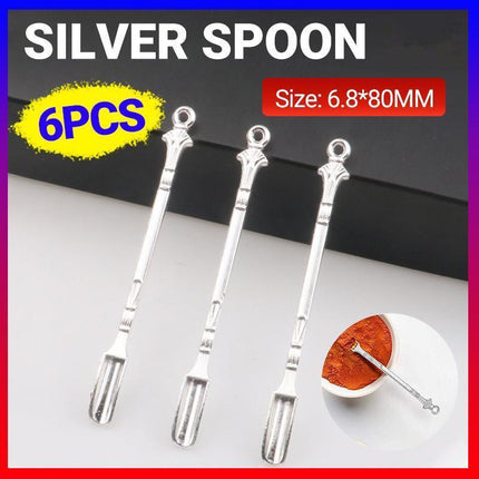 6X Mini Powder Ladle Scoop Mini Spoon Spatula Metal Shovel Silver color Spoon.