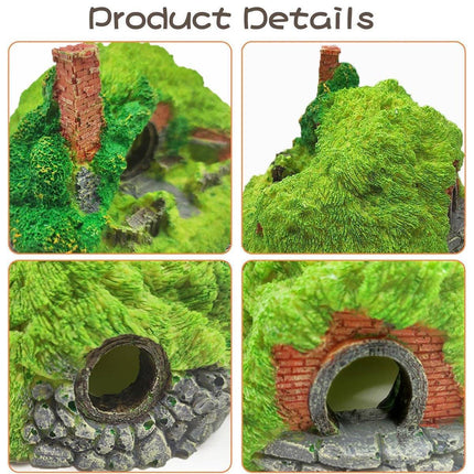 Resin Grass House Aquarium Ornament Natural Fish Tank Decoration Hideaway - A.
