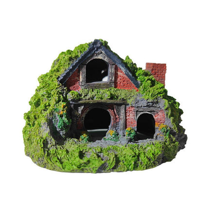 Resin Grass House Aquarium Ornament Natural Fish Tank Decoration Hideaway - A.