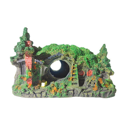 Resin Grass House Aquarium Ornament Natural Fish Tank Decoration Hideaway - A.