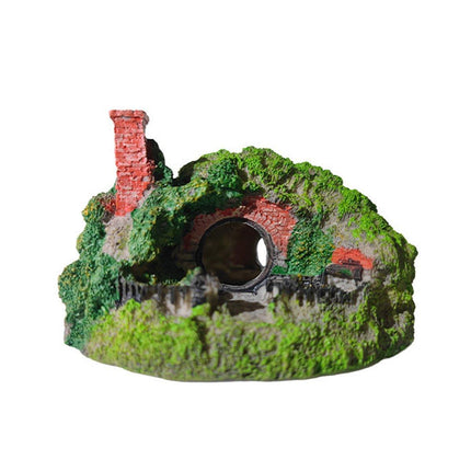 Resin Grass House Aquarium Ornament Natural Fish Tank Decoration Hideaway - A.