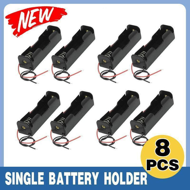 8 Pack 18650 Single Battery Holder Case Rechargeable 18650 Wire Lead Lithium.