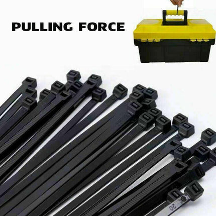 50X Cable Ties Zip Ties Nylon Uv Stabilised Black Cable Tie - 4.8*400mm.