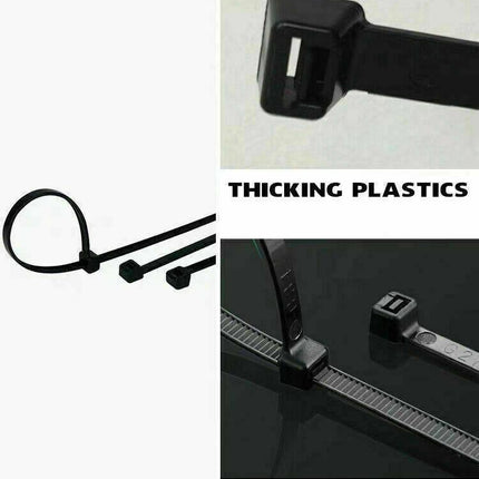 50X Cable Ties Zip Ties Nylon Uv Stabilised Black Cable Tie - 4.8*400mm.