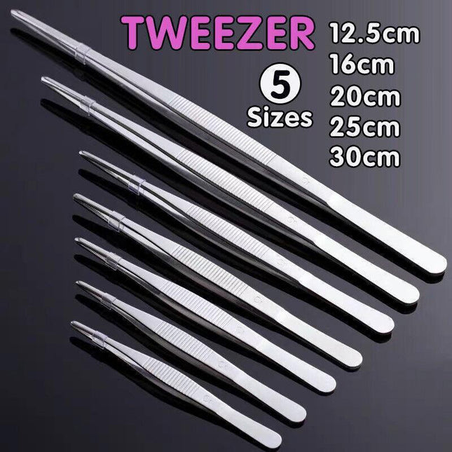 Kitchen Tweezers Silver Garden Tweezer For Professional Use Craft Home Long Au - CR 20cm.
