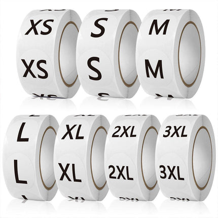 7 Rolls Clothing Size Label Sticker 1Inch Round Size Sticker Labels Self Adhesive.