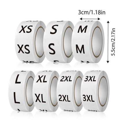 7 Rolls Clothing Size Label Sticker 1Inch Round Size Sticker Labels Self Adhesive.