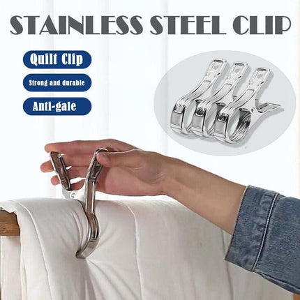 Large Stainless Steel Clothes Pegs Hanging Clip Laundry Windproof Clamp - 12cm *12 PCS.