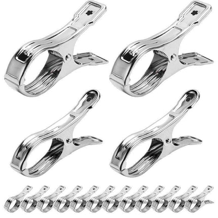Large Stainless Steel Clothes Pegs Hanging Clip Laundry Windproof Clamp - 12cm *12 PCS.