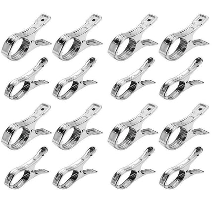 Large Stainless Steel Clothes Pegs Hanging Clip Laundry Windproof Clamp - 12cm *12 PCS.