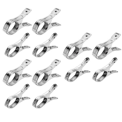 Large Stainless Steel Clothes Pegs Hanging Clip Laundry Windproof Clamp - 12cm *12 PCS.