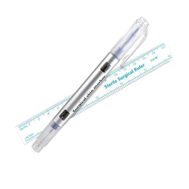 Microblading Tattoo Eyebrow Surgical Skin Marker Pen Ruler Tattoo Piercing 2Pcs.
