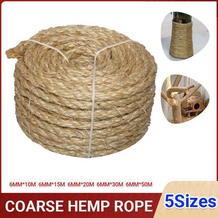 Versatile Natural Sisal Rope 6mm Thick Twine 10M-50M for Crafts - 6MM*15M.