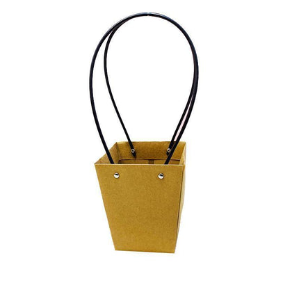 25x Kraft Paper Bag Flowers Waterproof Bouquet Basket Gift Box With Handle - 25PCS-Sq Big.