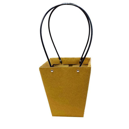 25x Kraft Paper Bag Flowers Waterproof Bouquet Basket Gift Box With Handle - 25PCS-Sq Big.