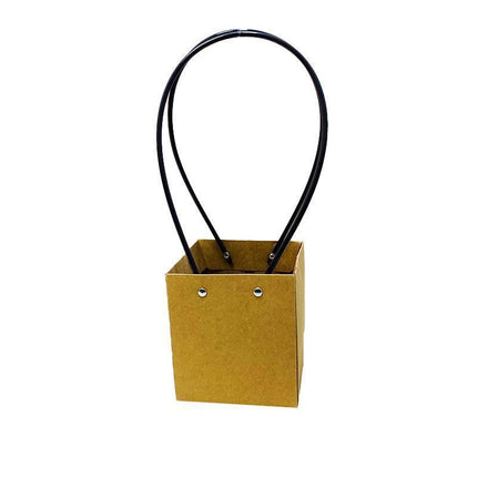 25x Kraft Paper Bag Flowers Waterproof Bouquet Basket Gift Box With Handle - 25PCS-Sq Big.