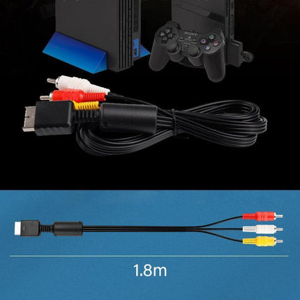 2PCS 1.8M RCA AV Cable for Sony PlayStation PS1 PS2 PS3 Audio Video Cord.