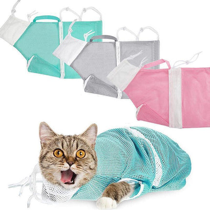 Cat Supplies Washing Bags for Pet Bathing Nail Trimm Mesh Cat Grooming Bath Bag - Grey.