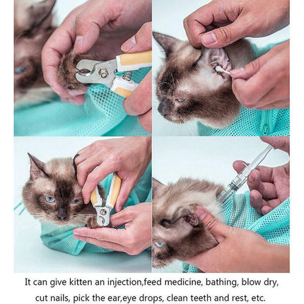 Cat Supplies Washing Bags for Pet Bathing Nail Trimm Mesh Cat Grooming Bath Bag - Grey.