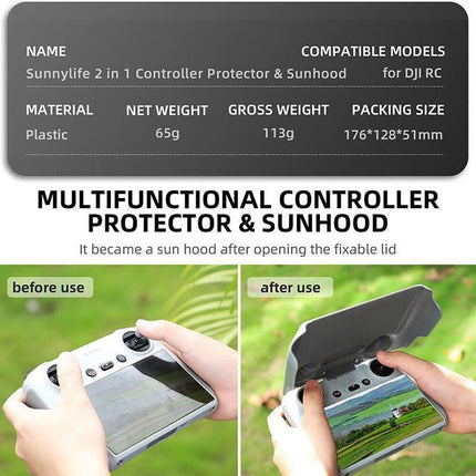 2 in 1 Screen Protector Sun Hood Cover for DJI RC Mini 3 Pro Mavic Air 2S.