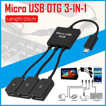 Micro USB 2.0 OTG HUB Cable Adapter AU Male to Female Dual Host Fast Transfer.