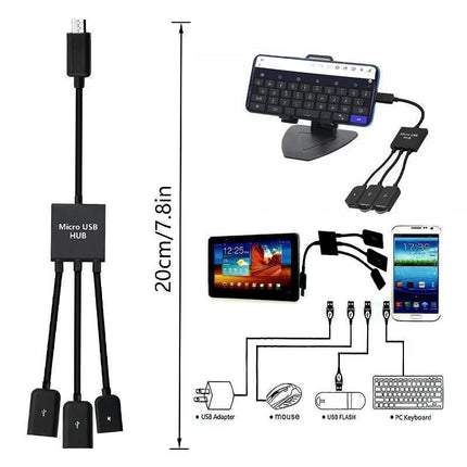 Micro USB 2.0 OTG HUB Cable Adapter AU Male to Female Dual Host Fast Transfer.
