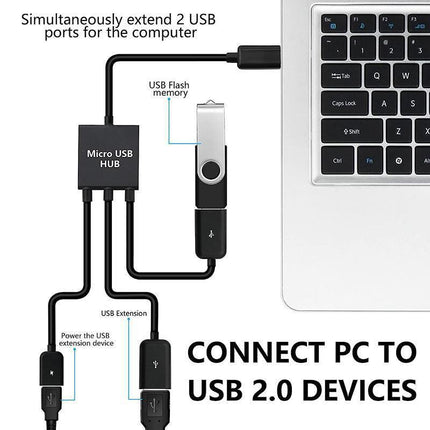 Micro USB 2.0 OTG HUB Cable Adapter AU Male to Female Dual Host Fast Transfer.