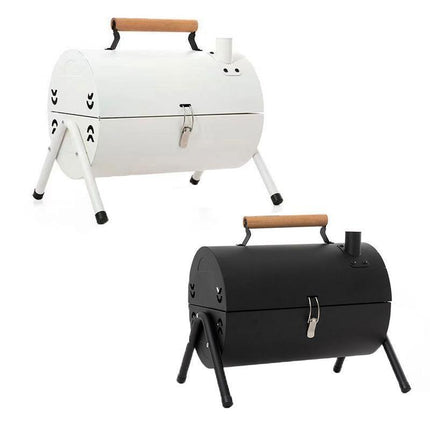Grillz Charcoal BBQ Portable Grill Camping Barbecue Outdoor Cooking Smoker - White.